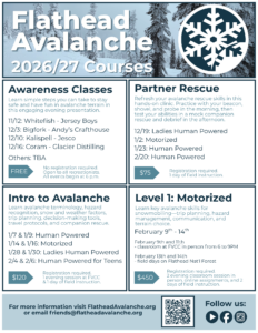 Avalanche education class schedule for 2026/27
